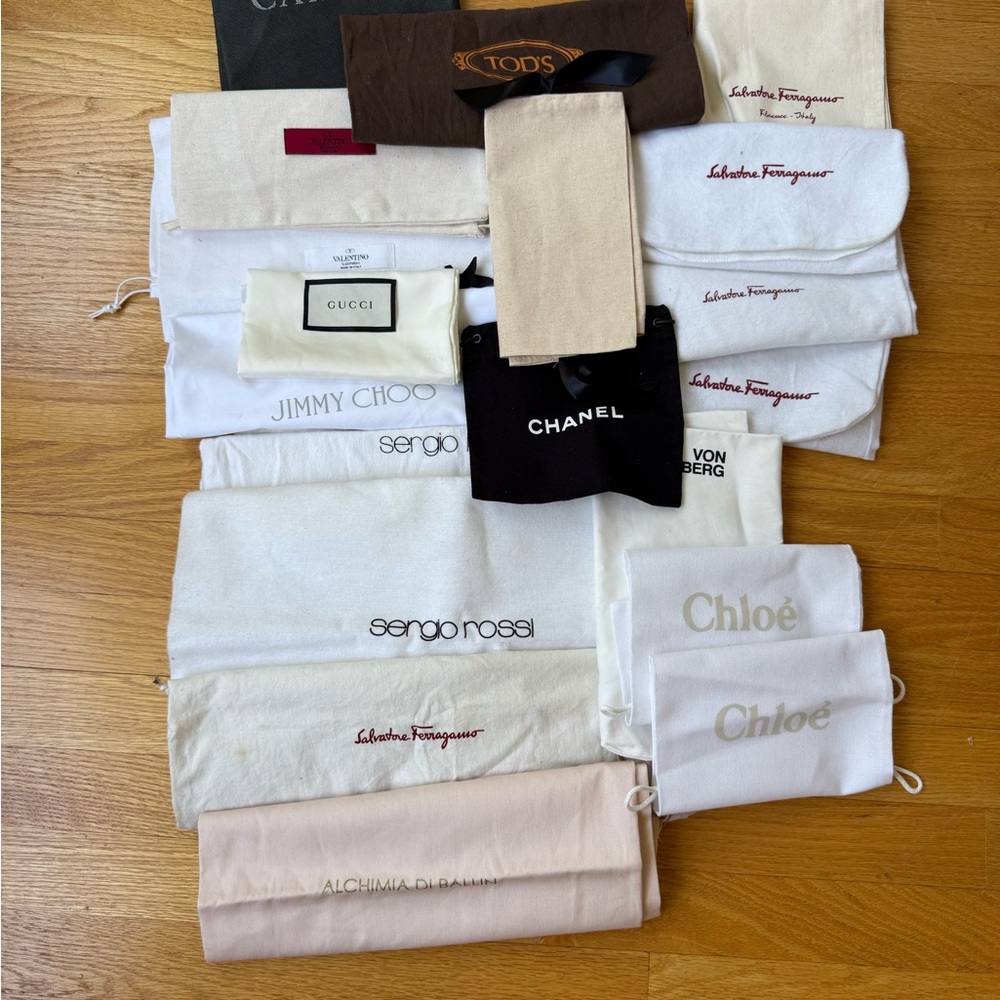 Designer Dust Bags Collection Chanel, Gucci, Valentino, Ferragamo, etc. 20 Total